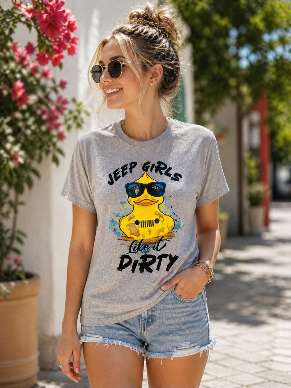 Gildan Light Heather Gray T-Shirt Features :Jeep Girls Like it Dirty,S NWT